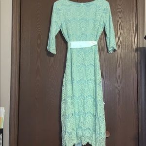 Mint green all over lace dress